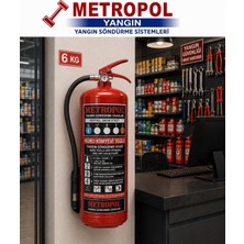 Metropol Yangın 6 kg Iş Yerleri ve Dükkanlara Uygun Kuru Kimyevi Tozlu Kkt Abc Ysc Yangın Söndürücü , Yangın Söndürme Tüpü