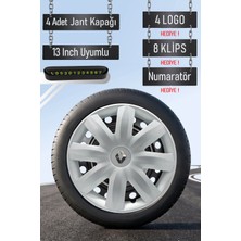 Renault Jant Kapağı Seti 4 Adet 13" Inç Gri ( Clio 4 5 Symbol Megane Kangoo Fluence Taliant Express Brodway ) G002