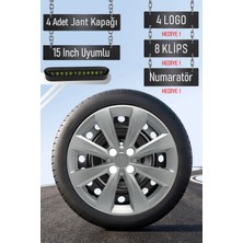Renault Clio 5 Clio 4 15" Inç Jant Kapağı Seti 4 Adet Gri Yeni Model Kırılmaz G052