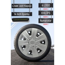 Opel Jant Kapağı Seti 4 Adet 14" Inç Gri ( Corsa C D E Astra G H J Combo Vectra Meriva ) G012