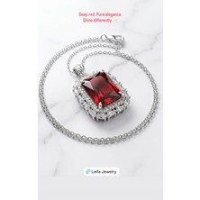 Leifa Jewelry Leıfa Granat Taşlı Swarovski Kolye – 925 Ayar Gümüş, Rodyum Kaplama