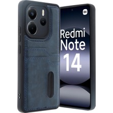 Ozkr Store Xiaomi Redmi Note 14 4g Kılıf Sara Kartvizitli Deri Kılıf - Lacivert