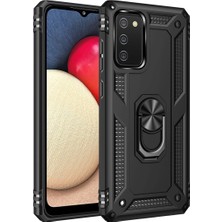 Ozkr Store Samsung Galaxy A03S Kılıf Sofya Yüzüklü Silikon Kapak - Siyah