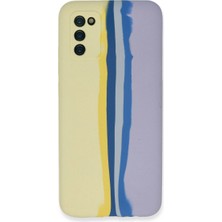 Ozkr Store Samsung Galaxy A03S Kılıf Ebruli Lansman Silikon - Sarı-Lila