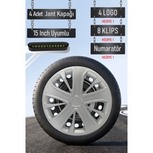 Peugeot Jant Kapağı Seti 4 Adet 15" Inç Gri ( 206 207 208 301 306 307 308 Partner Bipper ) G048