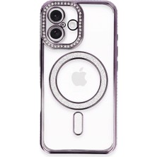 Ozkr Store Apple Iphone 16 Plus Kılıf Joke Simli Magneticsafe Kılıf - Derin Mor