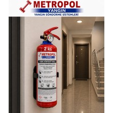 Metropol Yangın 2 kg Apartman ve Evlere Uygun Kuru Kimyevi Tozlu Abc Ysc Yangın Tüpü , Yangın Söndürme Cihazları