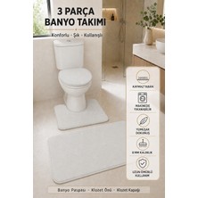 Tepehan 3’lü Banyo Paspası Halısı Seti Kaymaz Tabanlı Yıkanabilir Klozet Takımı