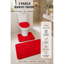 Tepehan 3’lü Banyo Paspası Halısı Seti Kaymaz Tabanlı Yıkanabilir Klozet Takımı