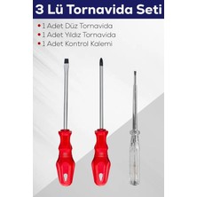 Mabelme Store 3'lü Tornavida Seti (Düz Tornavida + Yıldız Tornavida + Kontrol Kalemi)