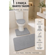 Tepehan 3’lü Banyo Paspası Halısı Seti Kaymaz Tabanlı Yıkanabilir Klozet Takımı