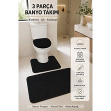 Tepehan 3’lü Banyo Paspası Halısı Seti Kaymaz Tabanlı Yıkanabilir Klozet Takımı