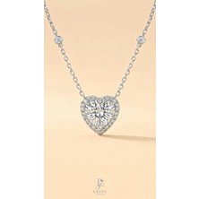 Leifa Jewelry Leıfa Kalp Kesim Mozanit Kolye – 925 Ayar Gümüş, Rodyum Kaplama