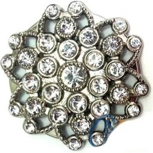 Mabelme Store Taşlı Yuvarlak Broş, Sandık Süsü 4,5 cm - Nikel, 1 Adet