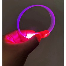 Mabelme Store 3 Modlu Pilli LED Işıklı Esnek Parti Bilekliği Pembe