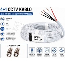 Eyepc 25M 4+1 Cctv Kamera Kablosu Görüntü ve Ses Kablosu 0.22 mm + 2 Bnc Konnektör Hediyeli / 25 Metre