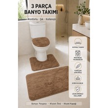 Tepehan 3’lü Banyo Paspası Halısı Seti Kaymaz Tabanlı Yıkanabilir Klozet Takımı