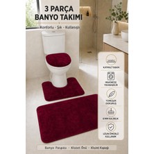 Tepehan 3’lü Banyo Paspası Halısı Seti Kaymaz Tabanlı Yıkanabilir Klozet Takımı
