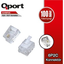 Zemira Qport Q-K6P2C RJ9-RJ11 Telefon Soketi 100 Lü Paket