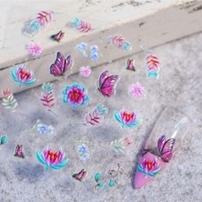 Zemira Pop Beauty Nail Tırnak Süsleme Sticker, Tırnak Dövmesi, 5d Kabartmalı Çiçek Desenleri