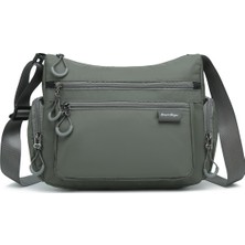 Smart Bags Koyu Gri Orta Boy Çok Cepli Su Geçirmez Ultra Hafif Kumaş Kadın Çapraz Çanta