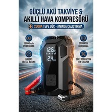 A&A 4'ü 1 Arada Çok Amaçlı Akıllı Akü Takviye Hava Kompresörü ve Powerbank 16.000MAH LED Ekranlı