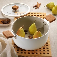 Zemira Schafer Ceramoni Seramik Derin Tencere 24 Cm-Krem