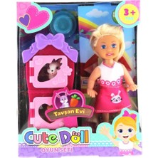 Zemira Cute Doll Mini Bebek Tavşanlı Iki Katlı Kulübe Oyun Seti