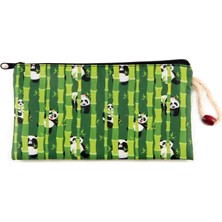 Zemira Alp Bambu Panda Desenli Kalemlik Fermuarlı Makyaj Çantası Orta Boy 12CM x 20CM