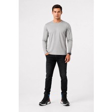 Posh Cabal Erkek Logosuz-Baskısız Uzun Kollu Gri Training T-Shirt