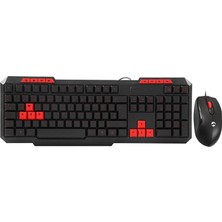 Zemira KM-6825 Siyah USB Kırmızı Tuşlu Türkçe Klavye + Mouse Set