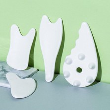 Zemira Gua Sha Yüz Aletleri Seti, 4 Adet Gua Sha Kazıma Masaj Aleti, Seramik Guasha Tahtası, Spa Akupunktu