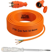 Zemira Seyyar 50 Metre Uzatma Kablosu Ttr Cca Telli 3x2.5 mm Elektrik Kablo Kalem Dişi Erkek Fiş