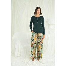 Lizbon Center Çiçek ve Yaprak Desenli Pijama Takımı