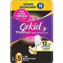 Zemira Orkid Platinum Hijyenik Ped Gece Ekstra Plus (Boy 5) Süper Ekonomik Paket 14 Adet Ped