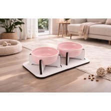 Zemira Gobypet Ahşap Tabanlı 2’li Mama Su Kabı Seti – Kaymaz Stand, Hijyenik Kaseler, Tasarım (