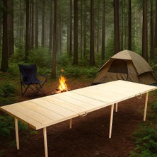 Zemira Pratikoutdoor Katlanır Kamp, Piknik Bahçe Masası 75X228 cm - Ham Naturel Renk