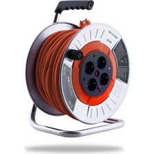Zemira Metal Makaralı Seyyar Cca Kablo 4 Prizli Monofaze Uzatma Kablosu 3x1.5 mm Ttr Kablo 20 Metr