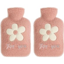 Zemira Iki Adet Sicak Su Torbasi Peluş Papatya Desenli̇ Pembe 21X13,5X2CM 500 ml