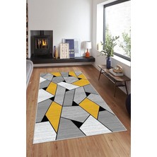 Zemira Pelangi Geometrik Puzzle Desenli Yıkanabilir Kaymaz Taban Tutmaz Salon Halısı Yolluk