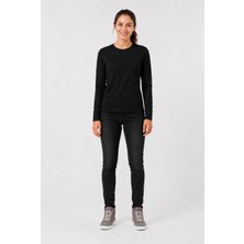 Posh Cabal Kadın Logosuz-Baskısız Uzun Kollu Siyah Training T-Shirt