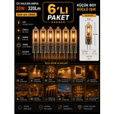 Avarson (6 Adet) Osaka 12VOLT 20W Sarı Işık G4 Duylu Dim Edilebilir Halojen Kapsül Ampul