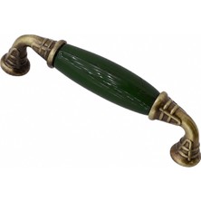 Zemira Verdion Yeşil Porselen Krom Kulp 96 mm 9.6 cm Mobilya Çekmece Dolabı Dolap Kapak Kulplar Kulb Kulpu