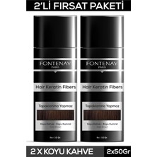Zemira Fontenay Saç Dolgunlaştırıcı Keratin Fibers Koyu Kahve Topik Saç Tozu 50GR X2 Renkli