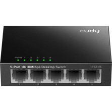 Zemira Cudy FS105 5-Port 10/100MBPS Metal Kasa Masaüstü Switch, Tak Çalıştır, Duvara Monte Edilebilir T