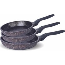 Zemira Fms D3000 Döküm Granit 3 Parça Tava Seti Siyah (20-24-28 Cm)