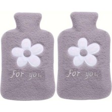 Zemira Iki Adet Sicak Su Torbasi Peluş Papatya Desenli̇ Gri̇ 21X13,5X2CM 500 ml