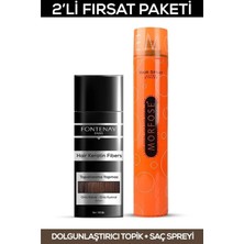 Zemira Fontenay Saç Dolgunlaştırıcı Keratin Fibers Orta Kahve Topik Saç Tozu 50GR + Saç Spreyi 2'li Set 2