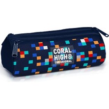 Coral High Erkek Çocuk Lacivert Geometrik Desenli Üç Bölmeli Kalem Çantası 31035