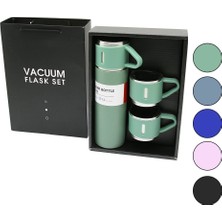 MEK-015 Vacuum Flask Set Renkli Çelik Termos Seti 500ML 3 Adet Bardaklı Çantalı